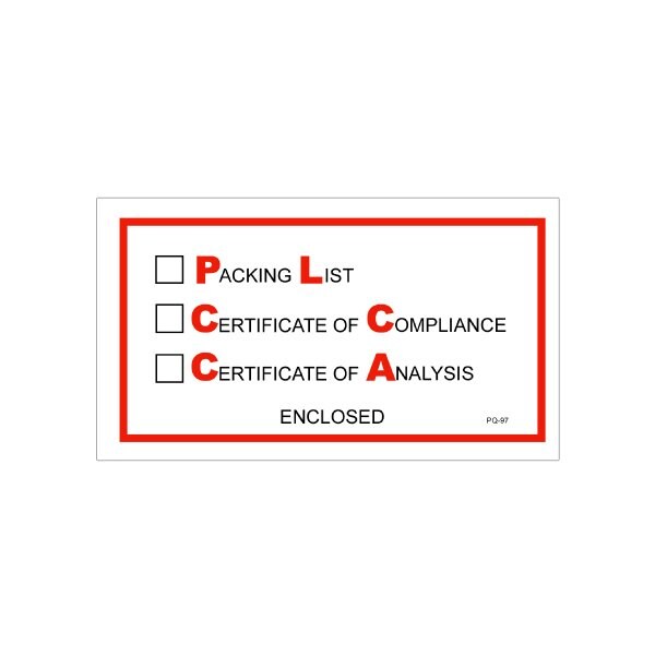 Bsc Preferred 5-1/2 x 10'' ''Packing List/Cert of Compliance/Cert. of Analysis Enclosed'' Envelopes, 1000PK BUY00025816 - main